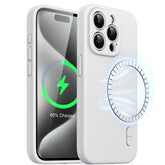 JETech Magnetic Silicone Case for iPhone 15 Pro 6.1-Inch, Compatible with MagSafe, Phone Cover with Camera Lens Full Protection (White)